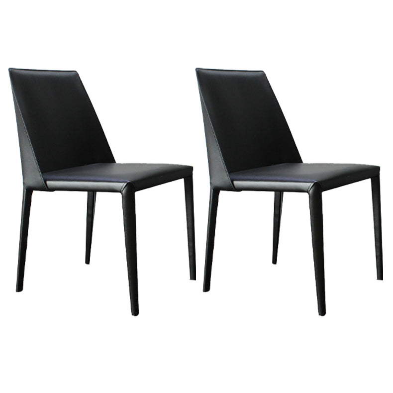 Silla auxiliar Parsons de cuero estilo diseñador con acabado mate (juego de 2)