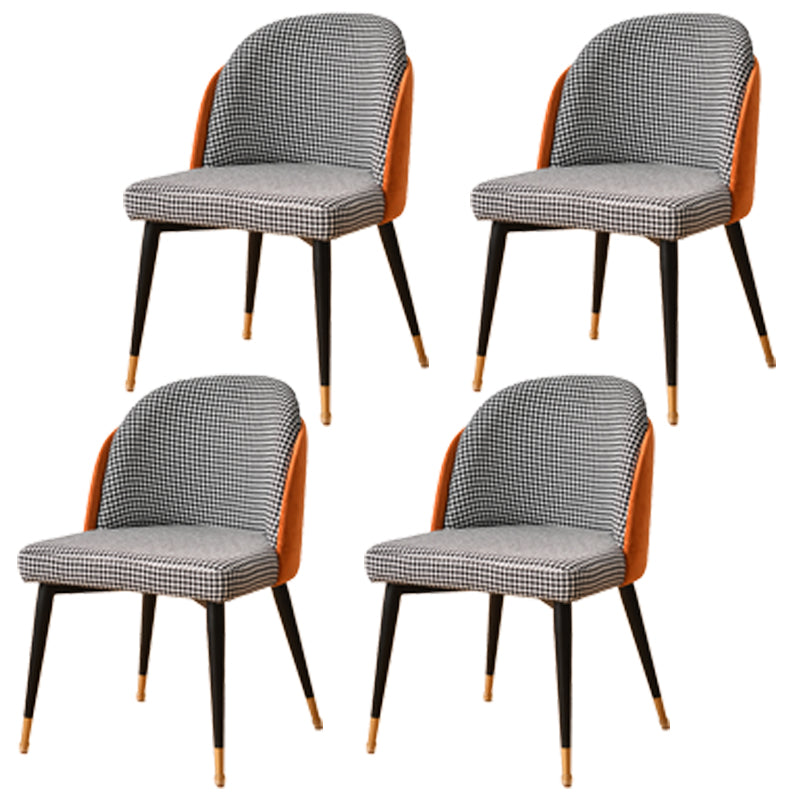 Silla de comedor de metal de estilo nórdico, silla tapizada de comedor de tela para uso doméstico