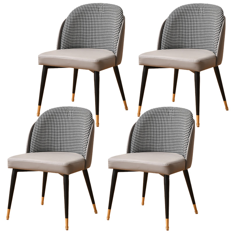 Silla de comedor de metal de estilo nórdico, silla tapizada de comedor de tela para uso doméstico