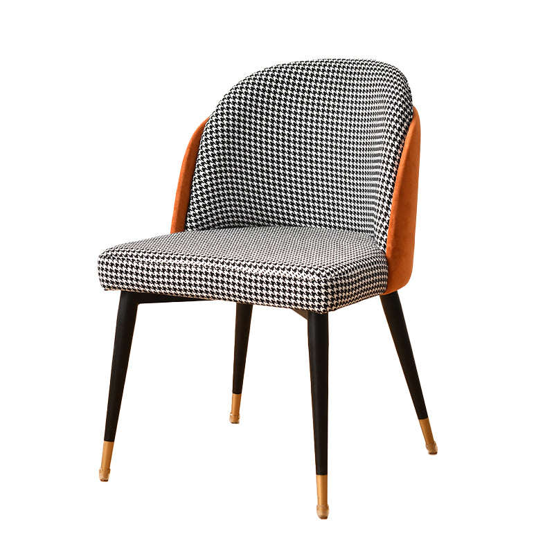 Silla de comedor de metal de estilo nórdico, silla tapizada de comedor de tela para uso doméstico
