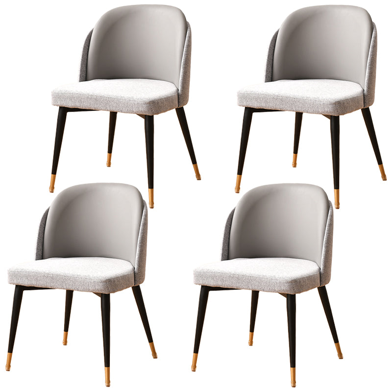 Silla de comedor de metal de estilo nórdico, silla tapizada de comedor de tela para uso doméstico