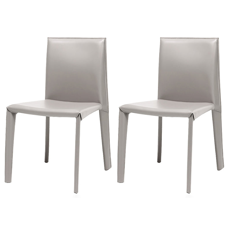 Modern Indoor-Outdoor Dining Room Chairs Dining Armless Leather Chairs (Set of 2)