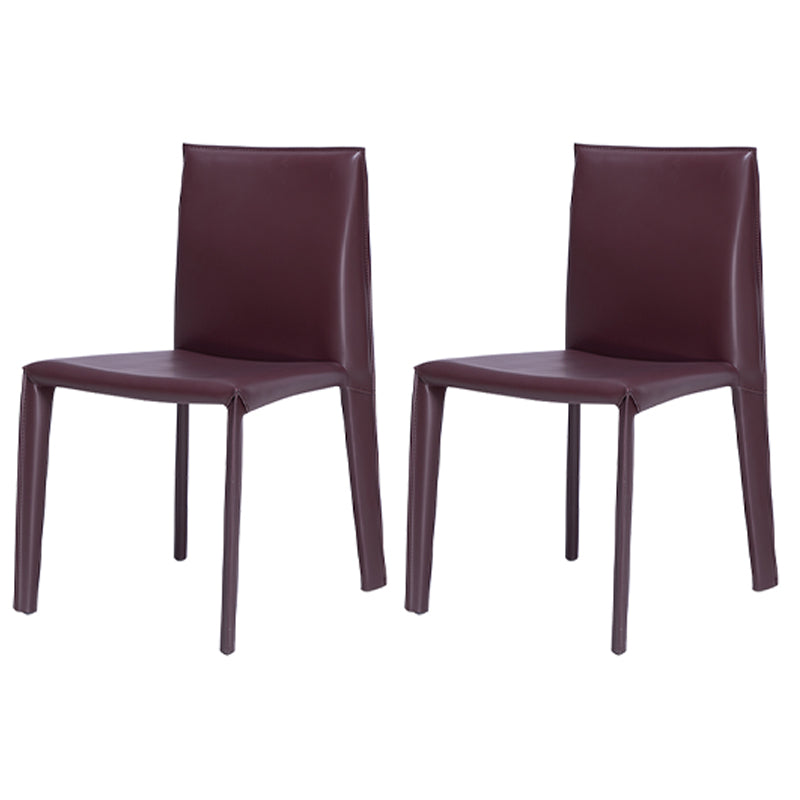 Modern Indoor-Outdoor Dining Room Chairs Dining Armless Leather Chairs (Set of 2)