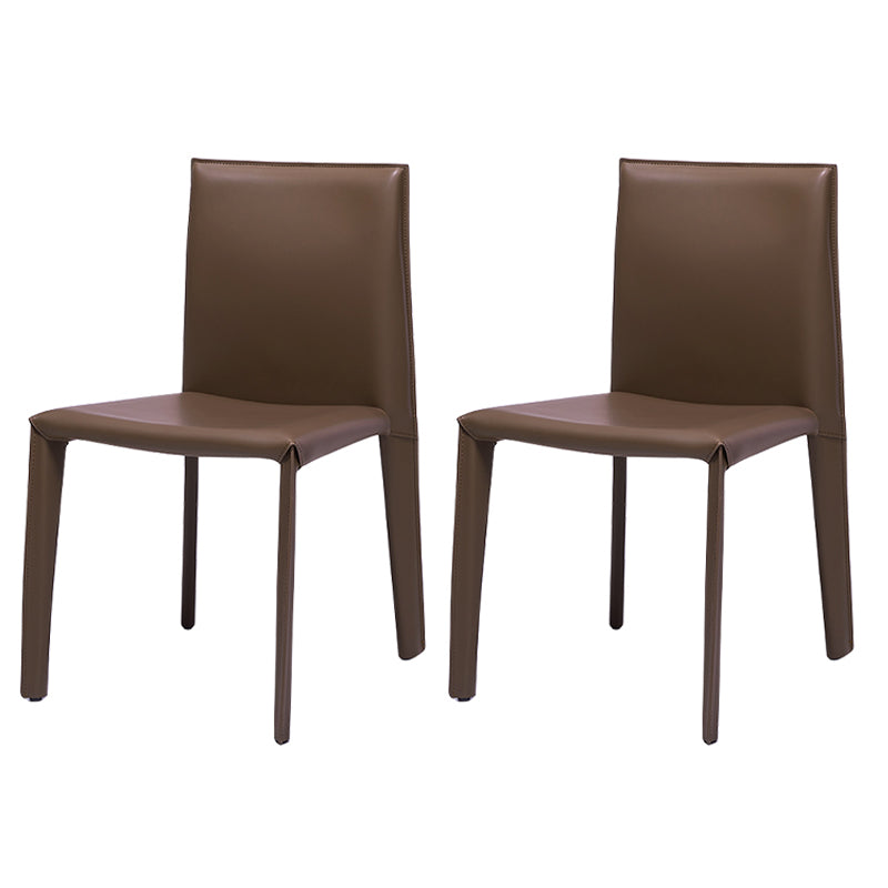 Modern Indoor-Outdoor Dining Room Chairs Dining Armless Leather Chairs (Set of 2)