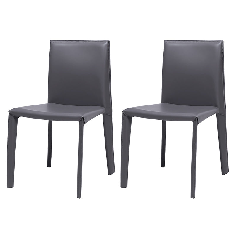 Modern Indoor-Outdoor Dining Room Chairs Dining Armless Leather Chairs (Set of 2)