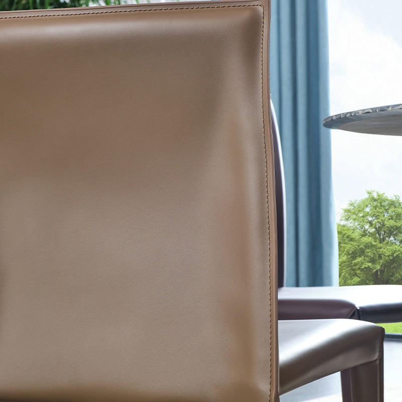 Modern Indoor-Outdoor Dining Room Chairs Dining Armless Leather Chairs (Set of 2)
