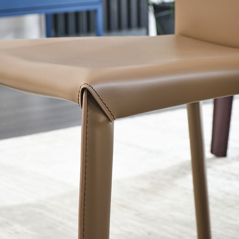 Modern Indoor-Outdoor Dining Room Chairs Dining Armless Leather Chairs (Set of 2)
