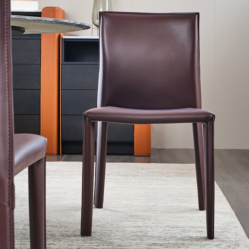 Modern Indoor-Outdoor Dining Room Chairs Dining Armless Leather Chairs (Set of 2)