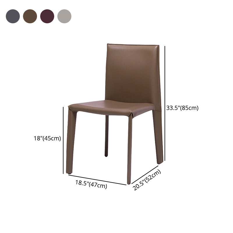 Modern Indoor-Outdoor Dining Room Chairs Dining Armless Leather Chairs (Set of 2)