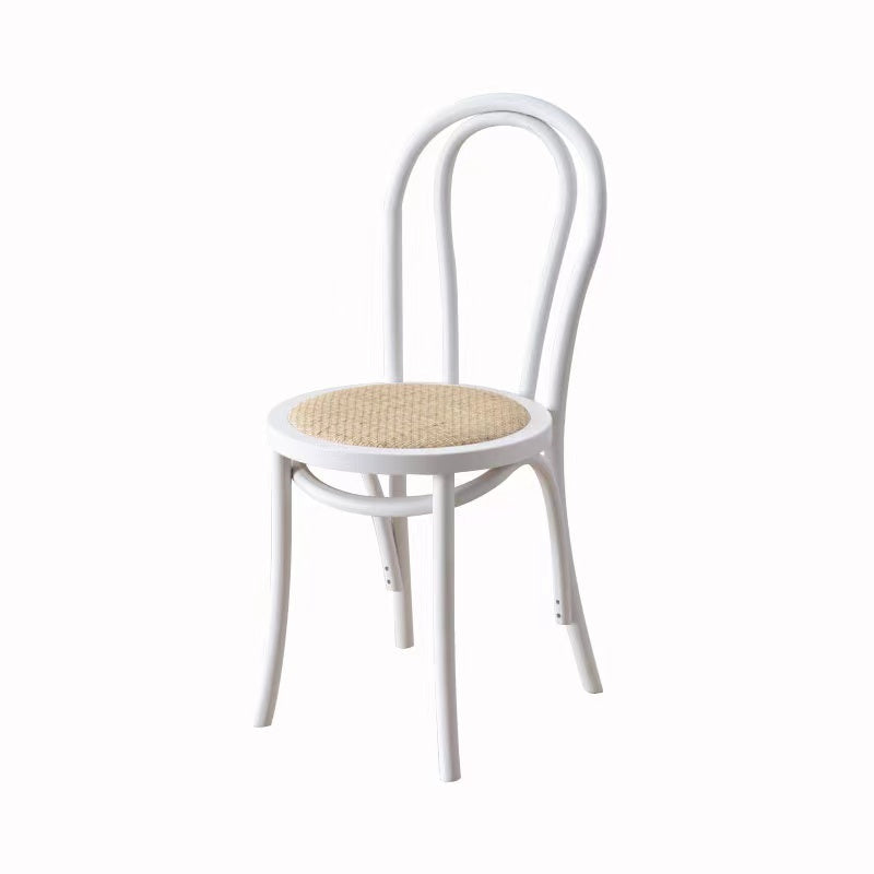Tropische stijl hout dineren armloze stoel rattan patio eetstoel stoel