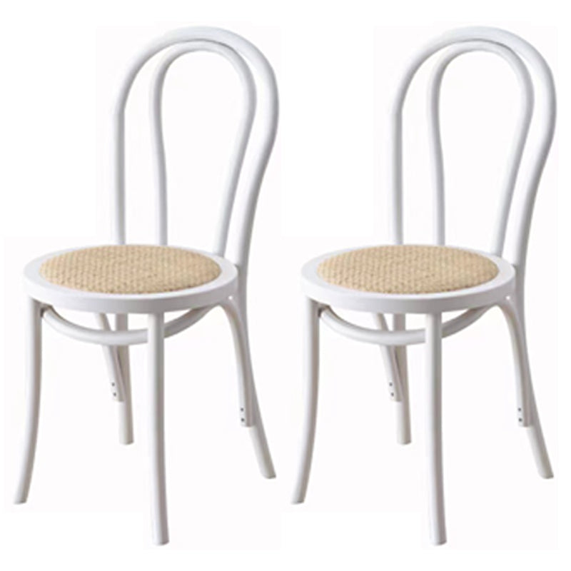 Tropische stijl hout dineren armloze stoel rattan patio eetstoel stoel