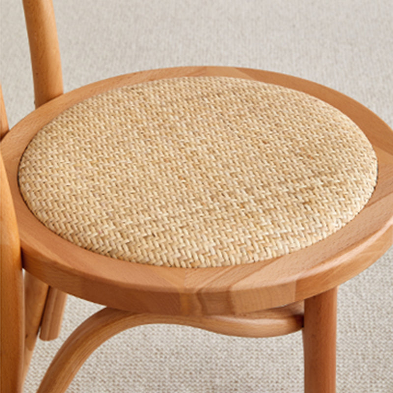 Tropische stijl hout dineren armloze stoel rattan patio eetstoel stoel