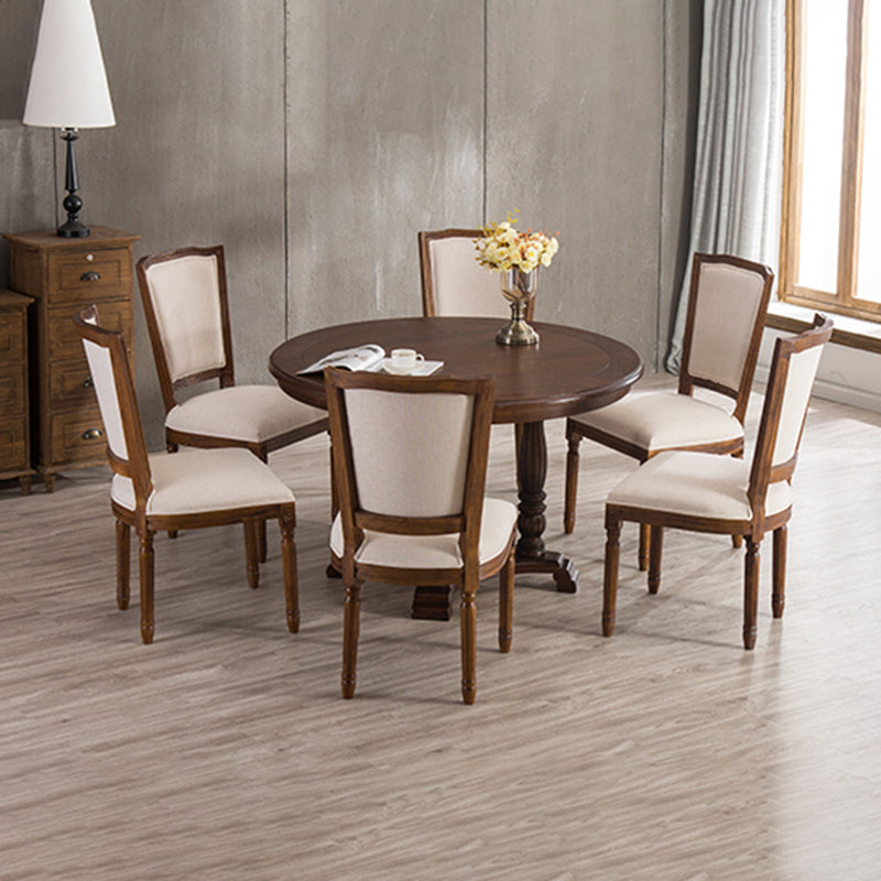Silla sin brazos de comedor de madera tradicional, silla lateral de comedor con respaldo abierto para uso doméstico