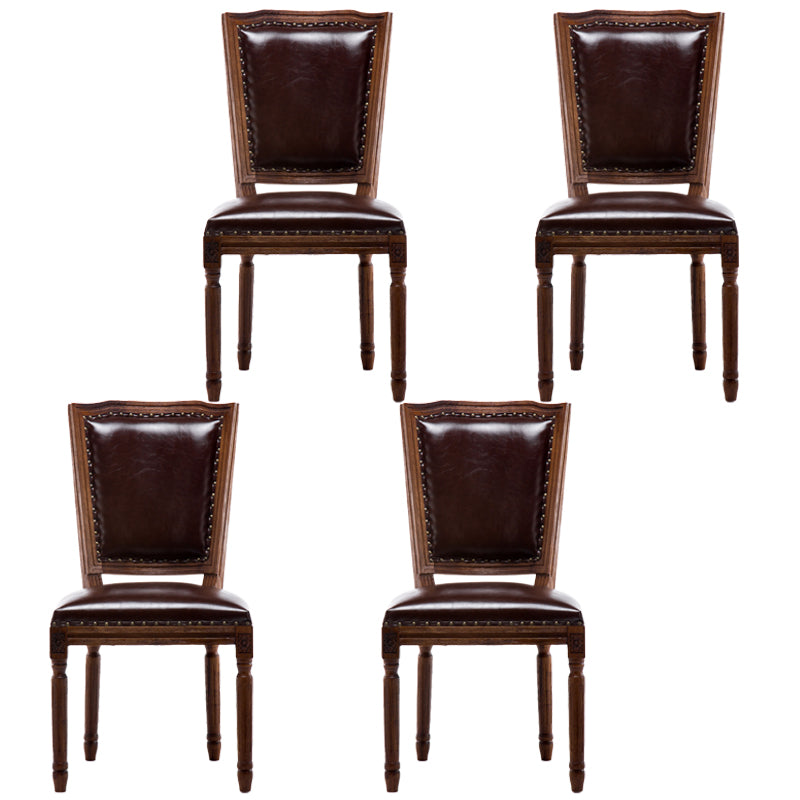 Silla sin brazos de comedor de madera tradicional, silla lateral de comedor con respaldo abierto para uso doméstico