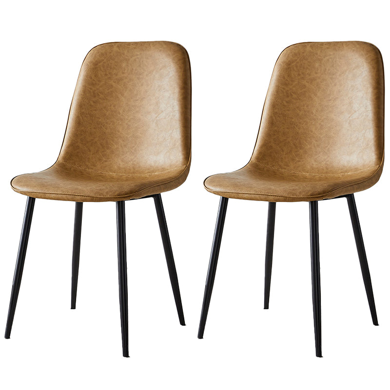 Sillas de comedor tapizadas sin brazos, sillas auxiliares para el hogar con patas de metal (juego de 2)