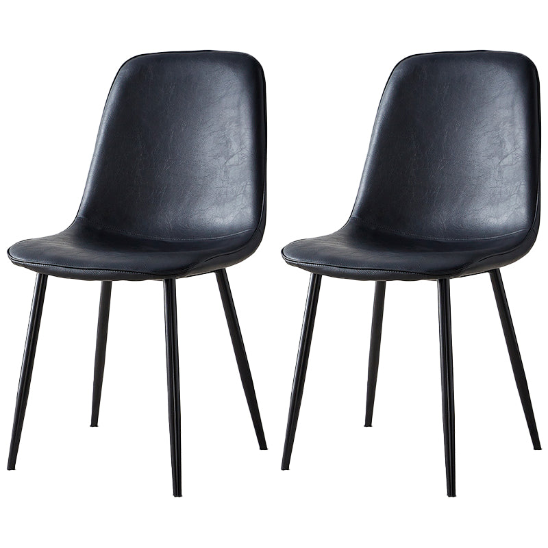 Sillas de comedor tapizadas sin brazos, sillas auxiliares para el hogar con patas de metal (juego de 2)