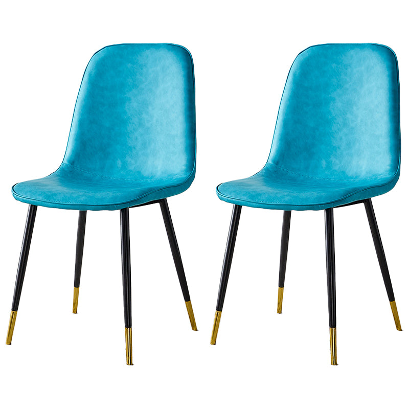 Sillas de comedor tapizadas sin brazos, sillas auxiliares para el hogar con patas de metal (juego de 2)
