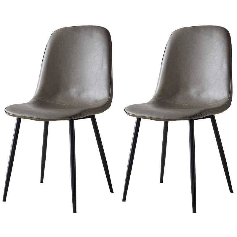 Sillas de comedor tapizadas sin brazos, sillas auxiliares para el hogar con patas de metal (juego de 2)