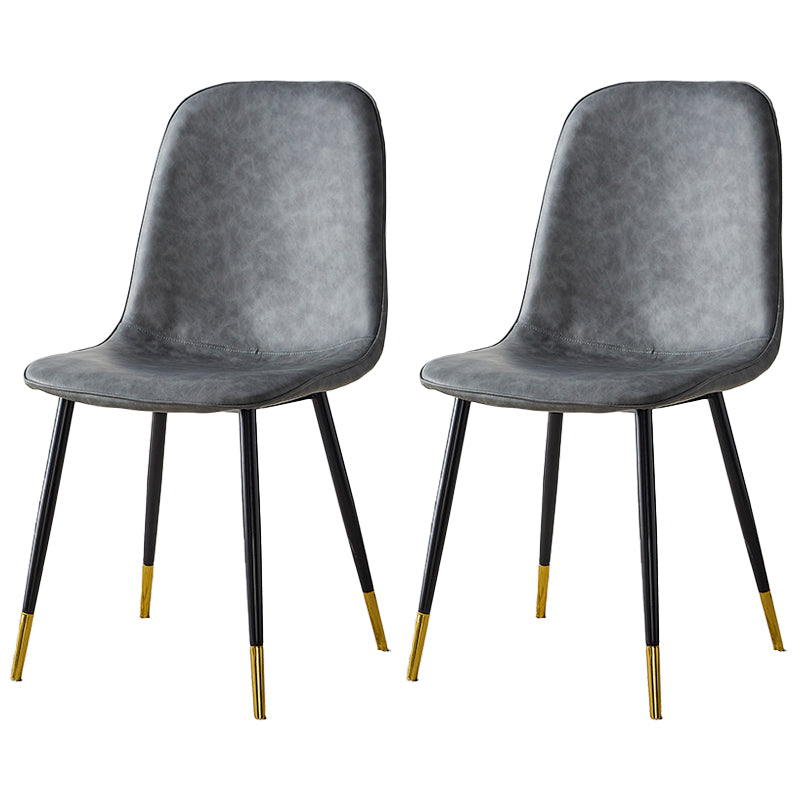 Sillas de comedor tapizadas sin brazos, sillas auxiliares para el hogar con patas de metal (juego de 2)