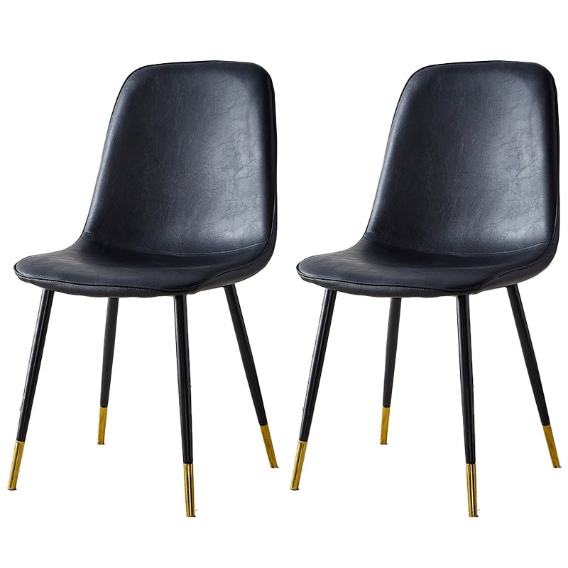 Sillas de comedor tapizadas sin brazos, sillas auxiliares para el hogar con patas de metal (juego de 2)