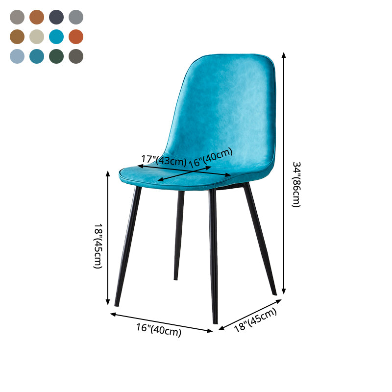 Sillas de comedor tapizadas sin brazos, sillas auxiliares para el hogar con patas de metal (juego de 2)