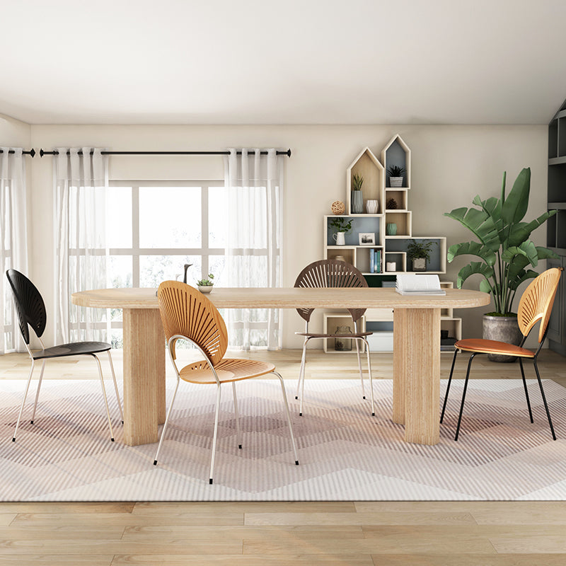 Silla lateral de comedor de estilo industrial, sillas de comedor con respaldo abierto de metal para cocina