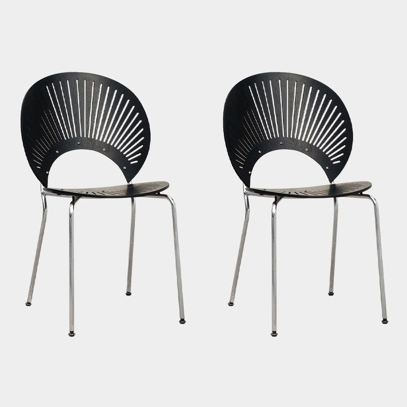 Silla lateral de comedor de estilo industrial, sillas de comedor con respaldo abierto de metal para cocina