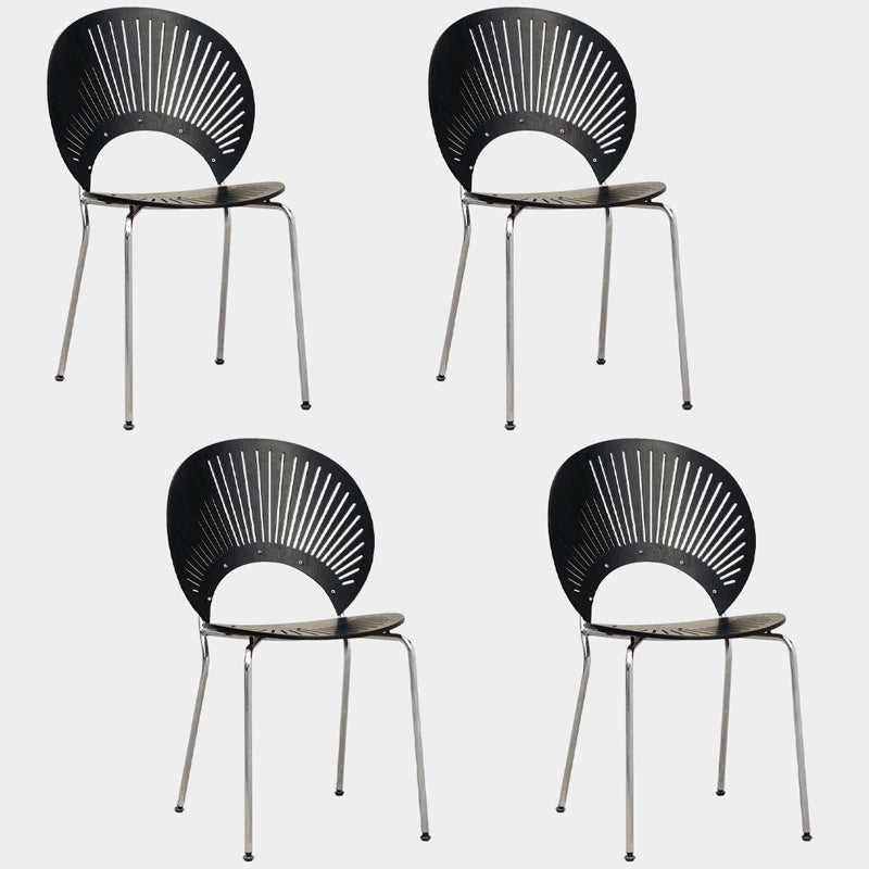 Silla lateral de comedor de estilo industrial, sillas de comedor con respaldo abierto de metal para cocina