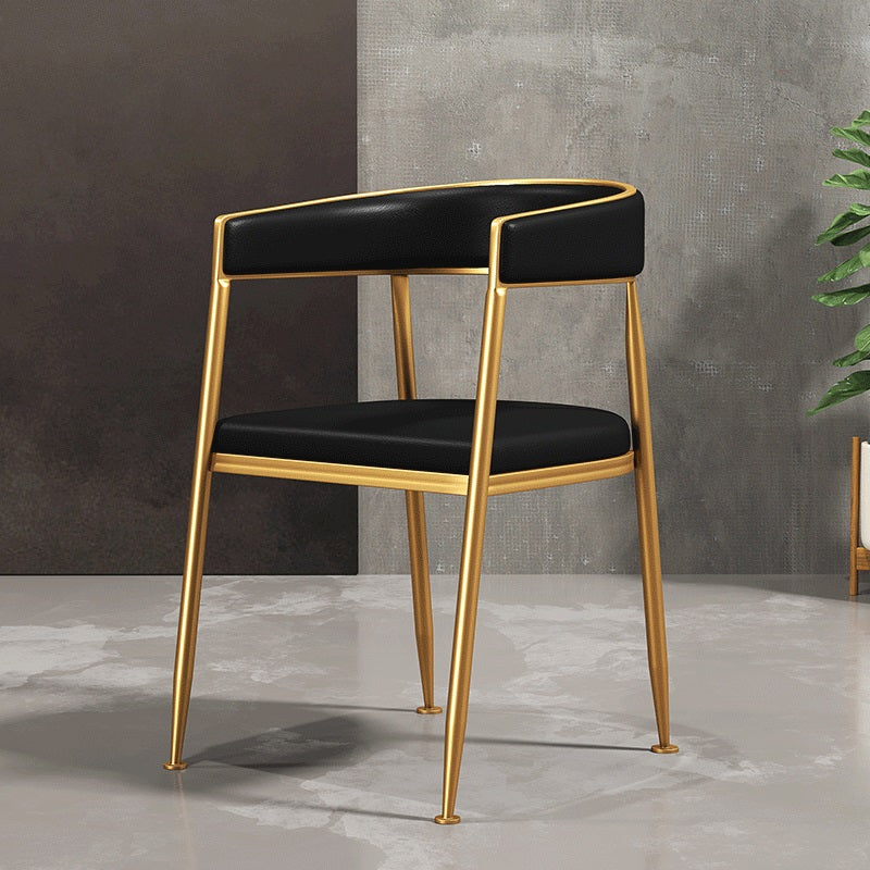 Silla lateral de comedor con respaldo abierto de estilo nórdico, tela de lino, silla sin brazos