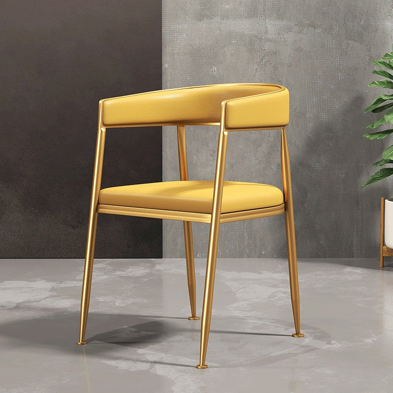 Silla lateral de comedor con respaldo abierto de estilo nórdico, tela de lino, silla sin brazos