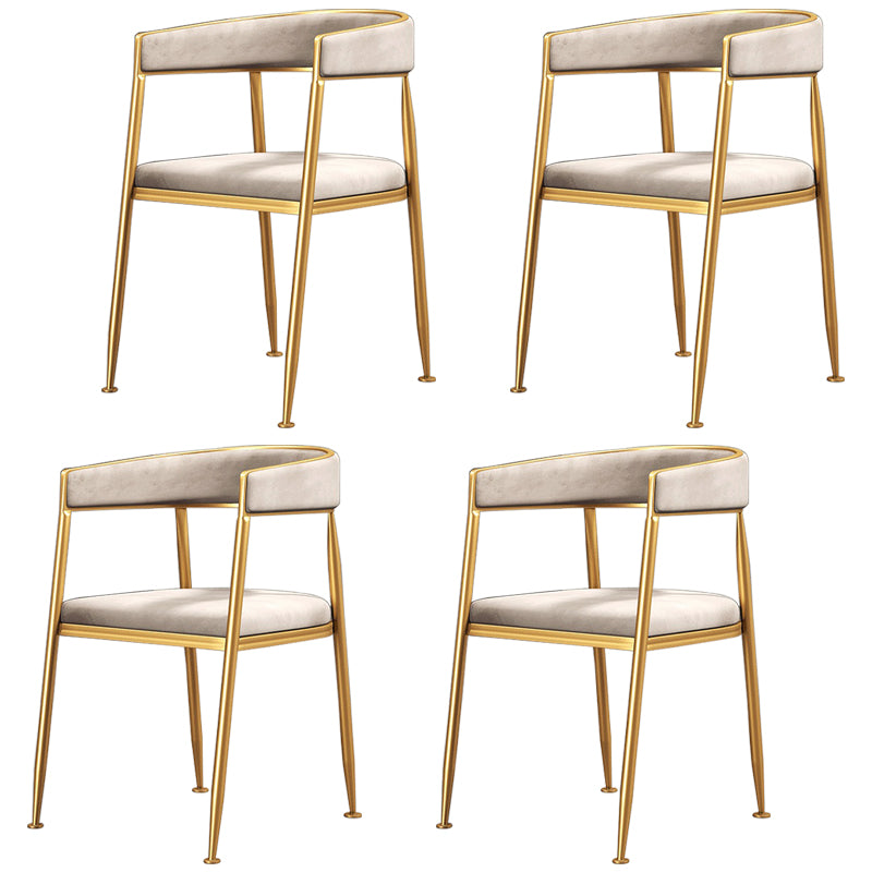 Silla lateral de comedor con respaldo abierto de estilo nórdico, tela de lino, silla sin brazos