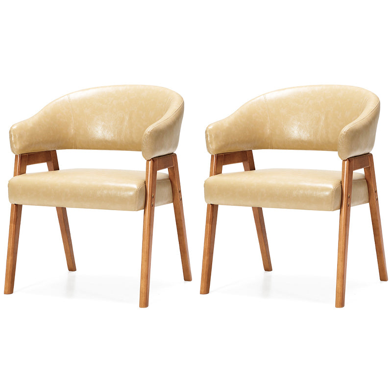 Sillón de comedor moderno tapizado con patas de madera (juego de 2)
