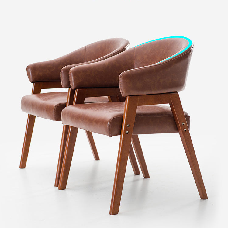 Sillón de comedor moderno tapizado con patas de madera (juego de 2)