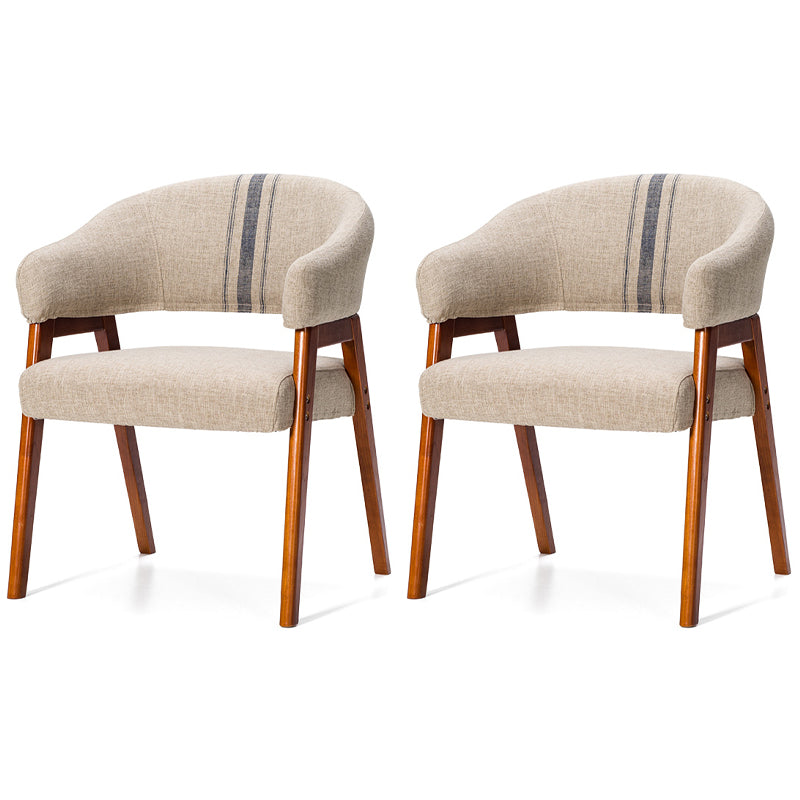 Sillón de comedor moderno tapizado con patas de madera (juego de 2)
