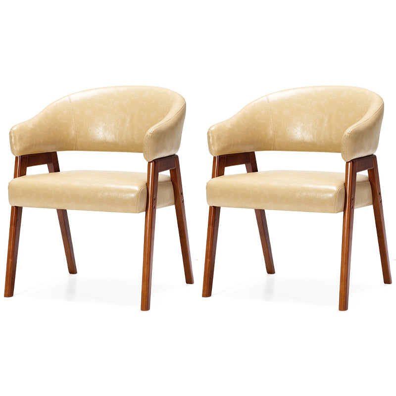 Sillón de comedor moderno tapizado con patas de madera (juego de 2)