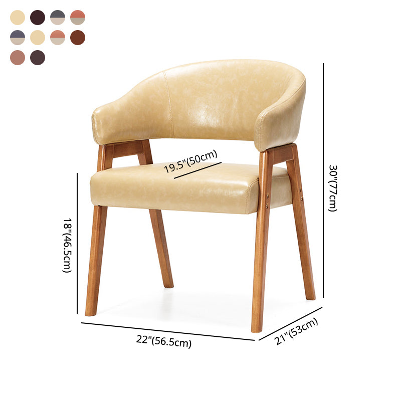 Sillón de comedor moderno tapizado con patas de madera (juego de 2)
