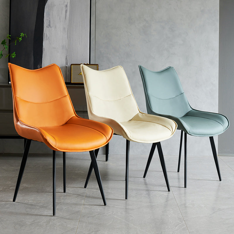 Silla de comedor estilo moderno Sillas laterales sin brazos de cocina con patas de metal