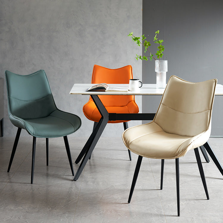 Silla de comedor estilo moderno Sillas laterales sin brazos de cocina con patas de metal