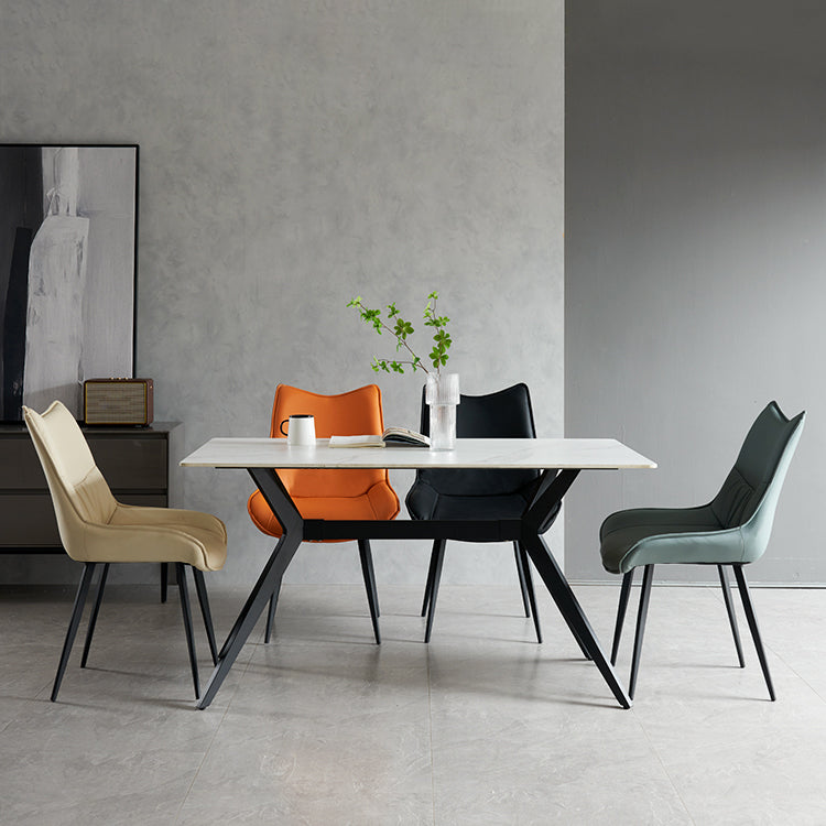 Silla de comedor estilo moderno Sillas laterales sin brazos de cocina con patas de metal