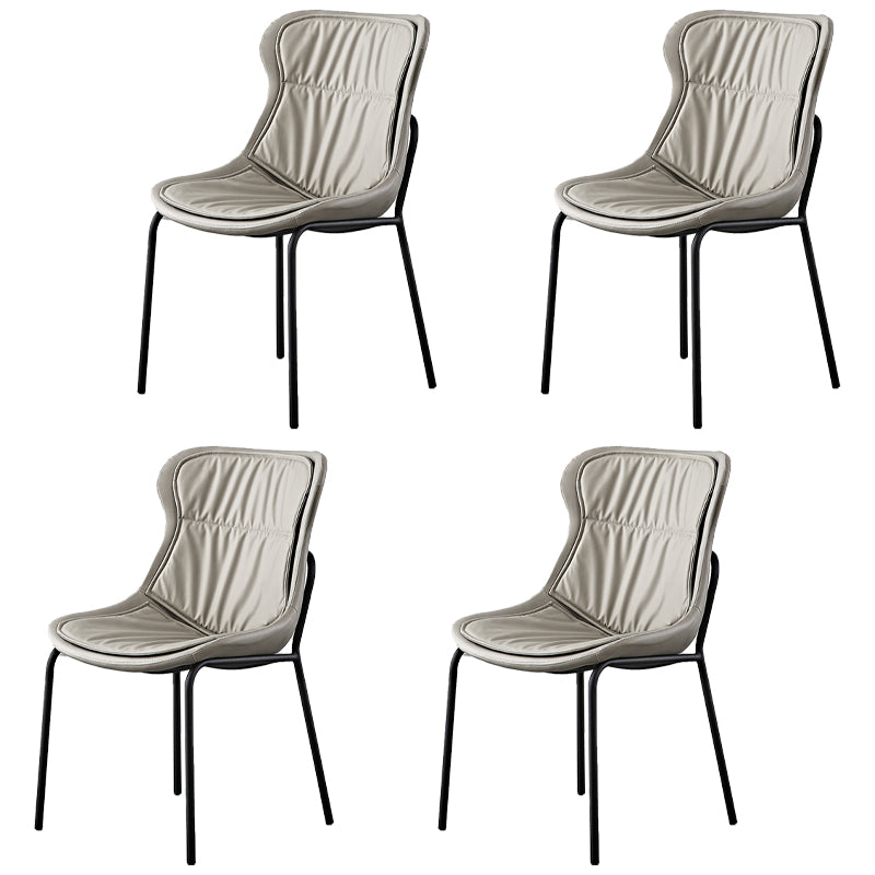 Sillas de comedor de cuero de estilo industrial, sillas laterales de comedor sin brazos con respaldo sólido