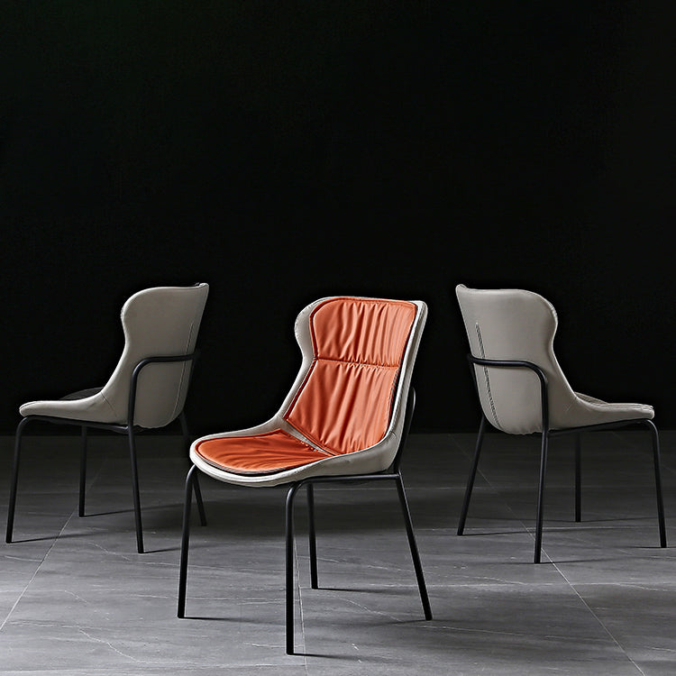 Sillas de comedor de cuero de estilo industrial, sillas laterales de comedor sin brazos con respaldo sólido