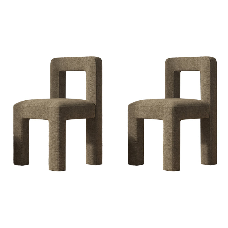 Sillas de comedor sin brazos de tela de lino con respaldo abierto de estilo escandinavo