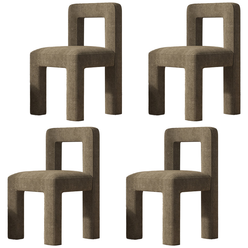 Sillas de comedor sin brazos de tela de lino con respaldo abierto de estilo escandinavo