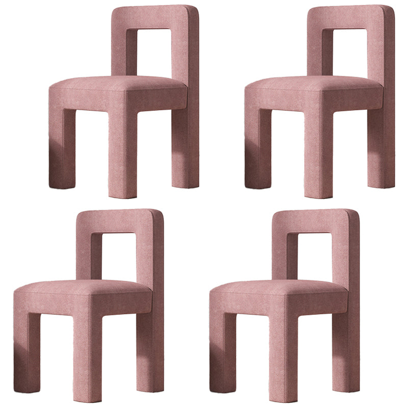 Sillas de comedor sin brazos de tela de lino con respaldo abierto de estilo escandinavo