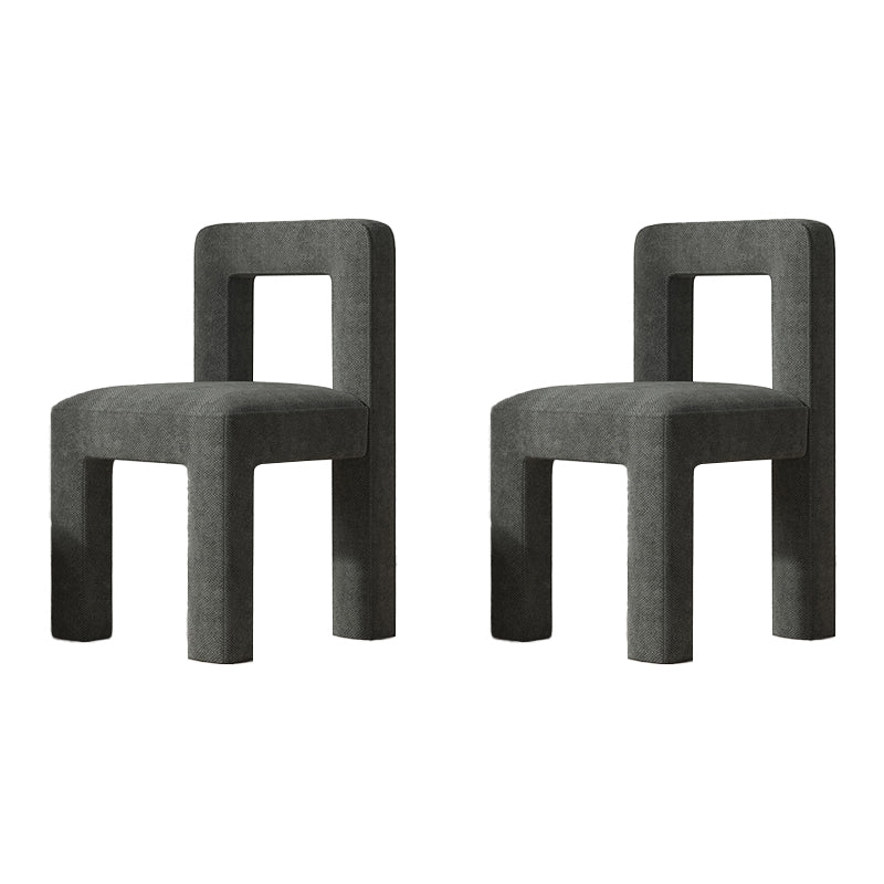 Sillas de comedor sin brazos de tela de lino con respaldo abierto de estilo escandinavo