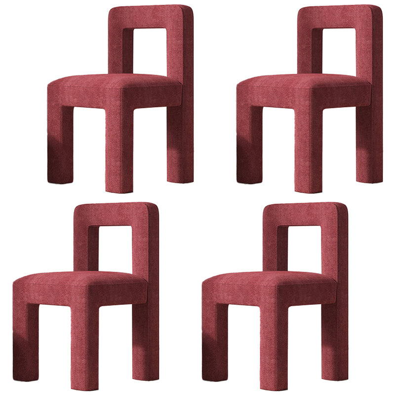 Sillas de comedor sin brazos de tela de lino con respaldo abierto de estilo escandinavo