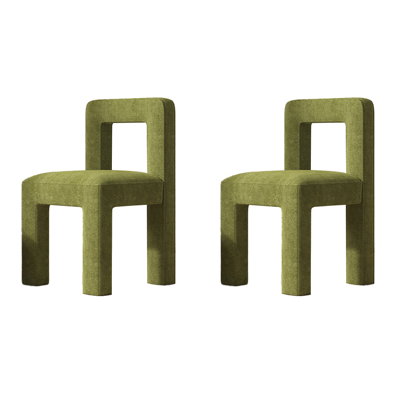 Sillas de comedor sin brazos de tela de lino con respaldo abierto de estilo escandinavo