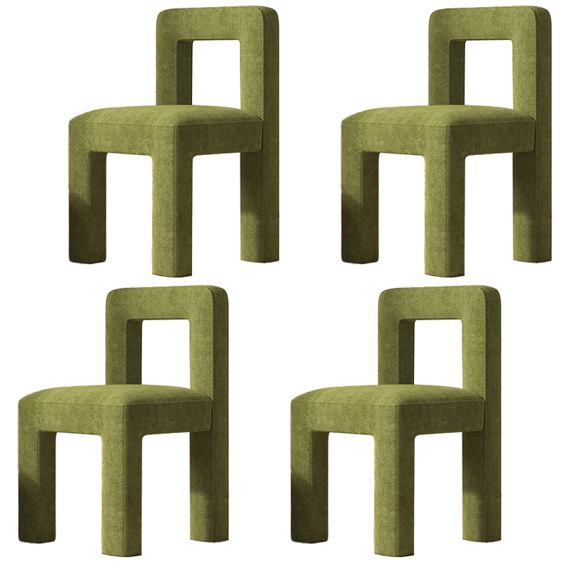 Sillas de comedor sin brazos de tela de lino con respaldo abierto de estilo escandinavo