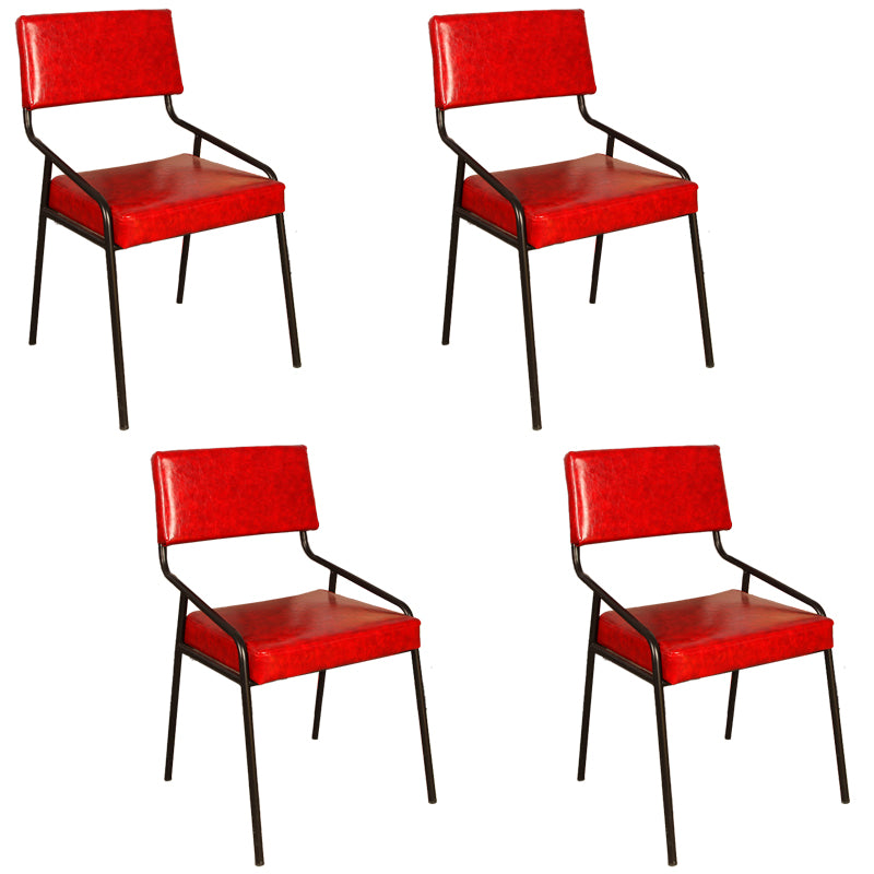 Silla de comedor industrial de cuero con respaldo abierto y acabado mate (juego de 4)