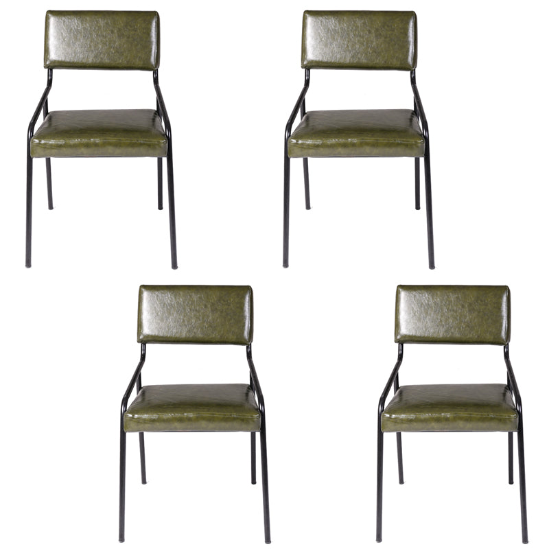 Silla de comedor industrial de cuero con respaldo abierto y acabado mate (juego de 4)